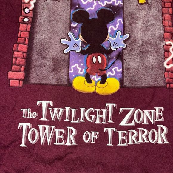 Vintage Disney Tower of Terror T-Shirt Maroon Unisex S Graphic Print - Picture 7 of 9